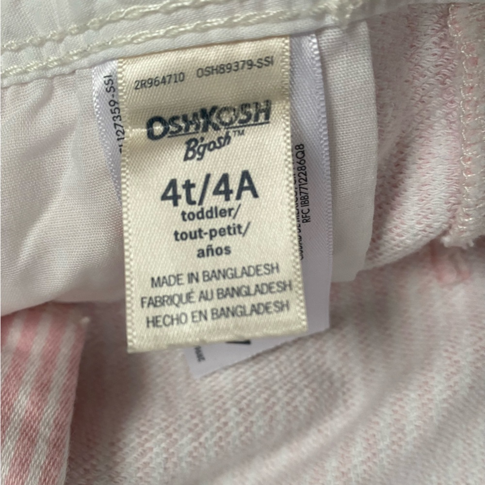 OshKosh B'gosh- toddler girl Overalls 4T pink stripe spring summer pinstripe - Picture 8 of 16